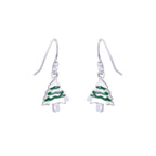 Boucles d'oreilles en argent sterling avec breloque en forme de sapin de Noël et hameçon
