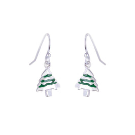 Boucles d'oreilles en argent sterling avec breloque en forme de sapin de Noël et hameçon