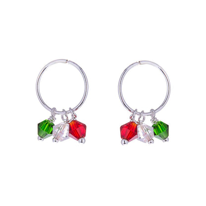 Boucles d'oreilles créoles en argent sterling avec perles multicolores en oxyde de zirconium de 12 mm