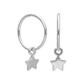Boucles d'oreilles créoles en argent sterling avec breloques en forme de petite étoile de 12 mm