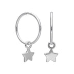Boucles d'oreilles créoles en argent sterling avec breloques en forme de petite étoile de 12 mm