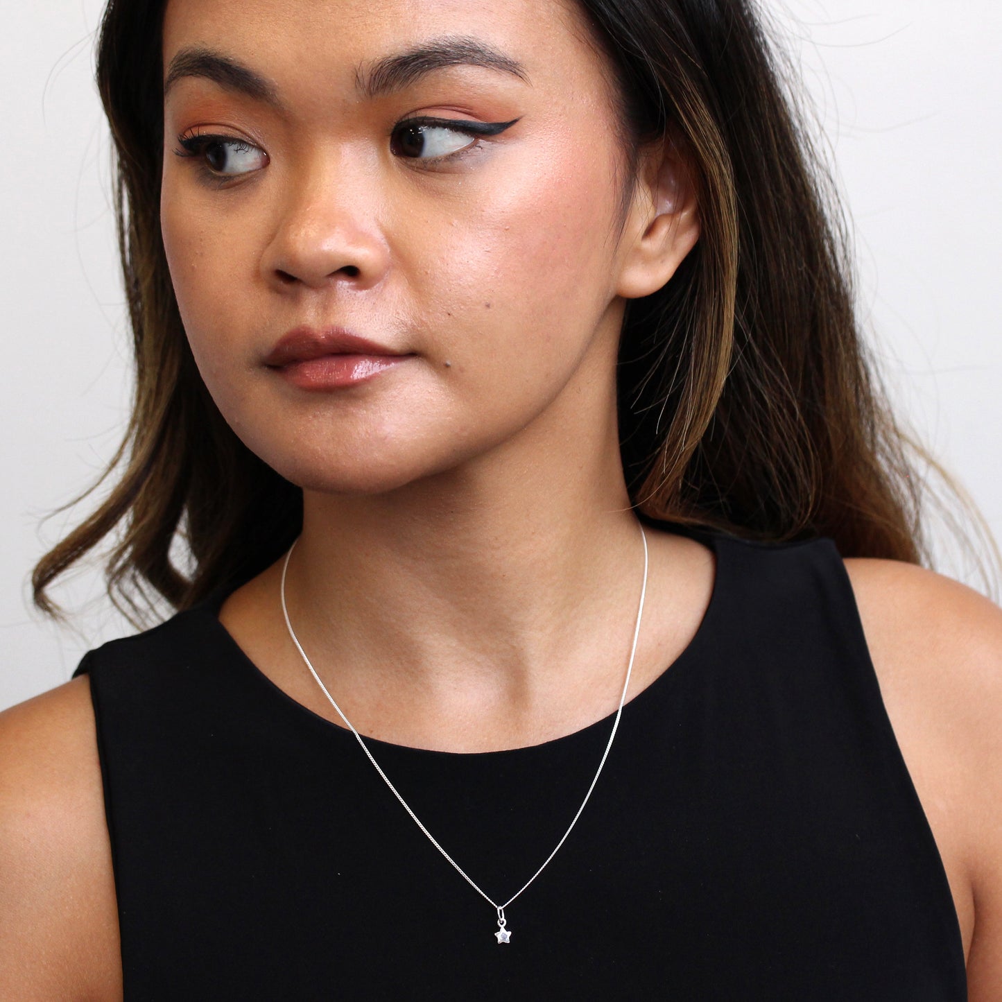 Collier en argent sterling avec petite étoile de 35 à 81 cm