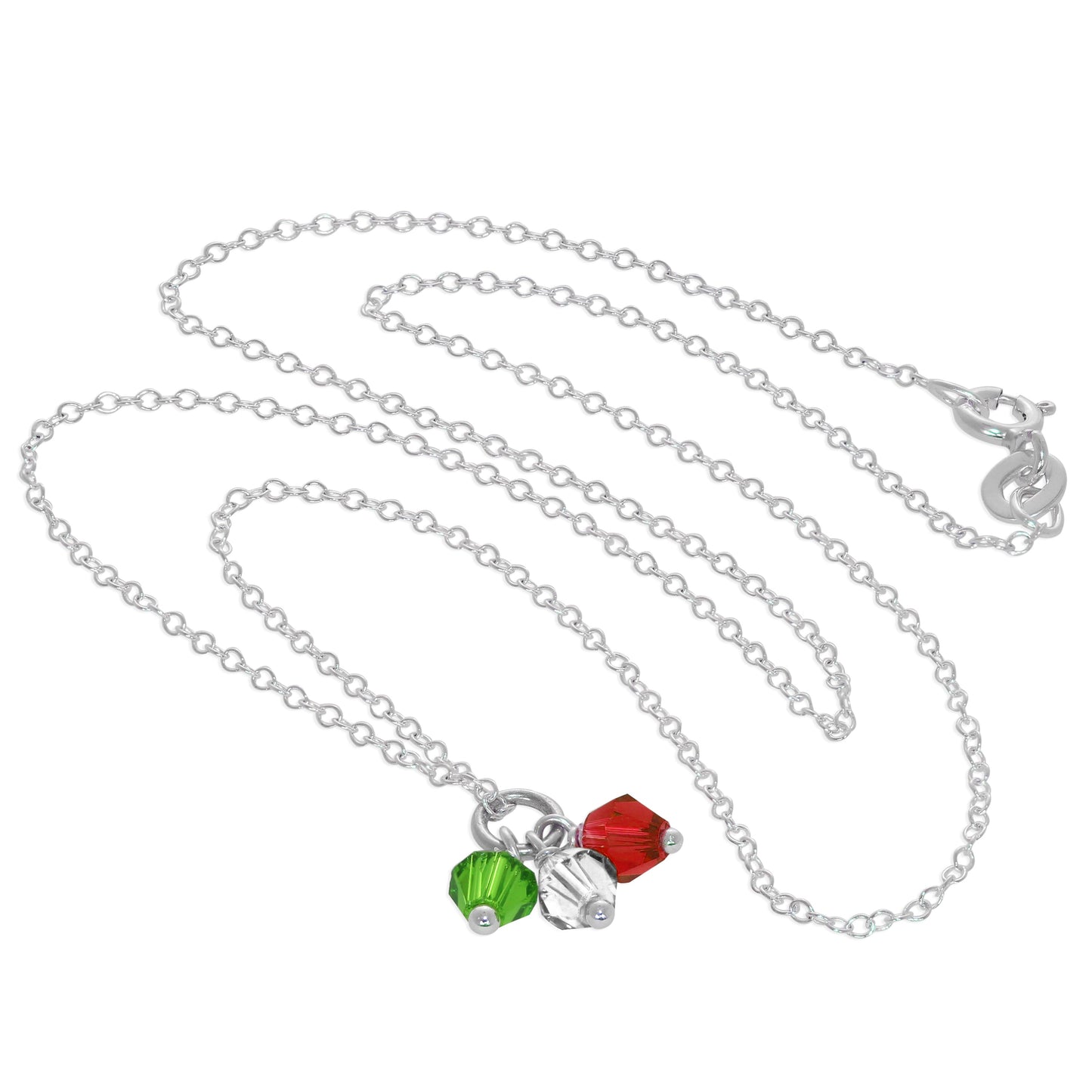 Collier en argent sterling avec perles tricolores en oxyde de zirconium (14 à 32 pouces)
