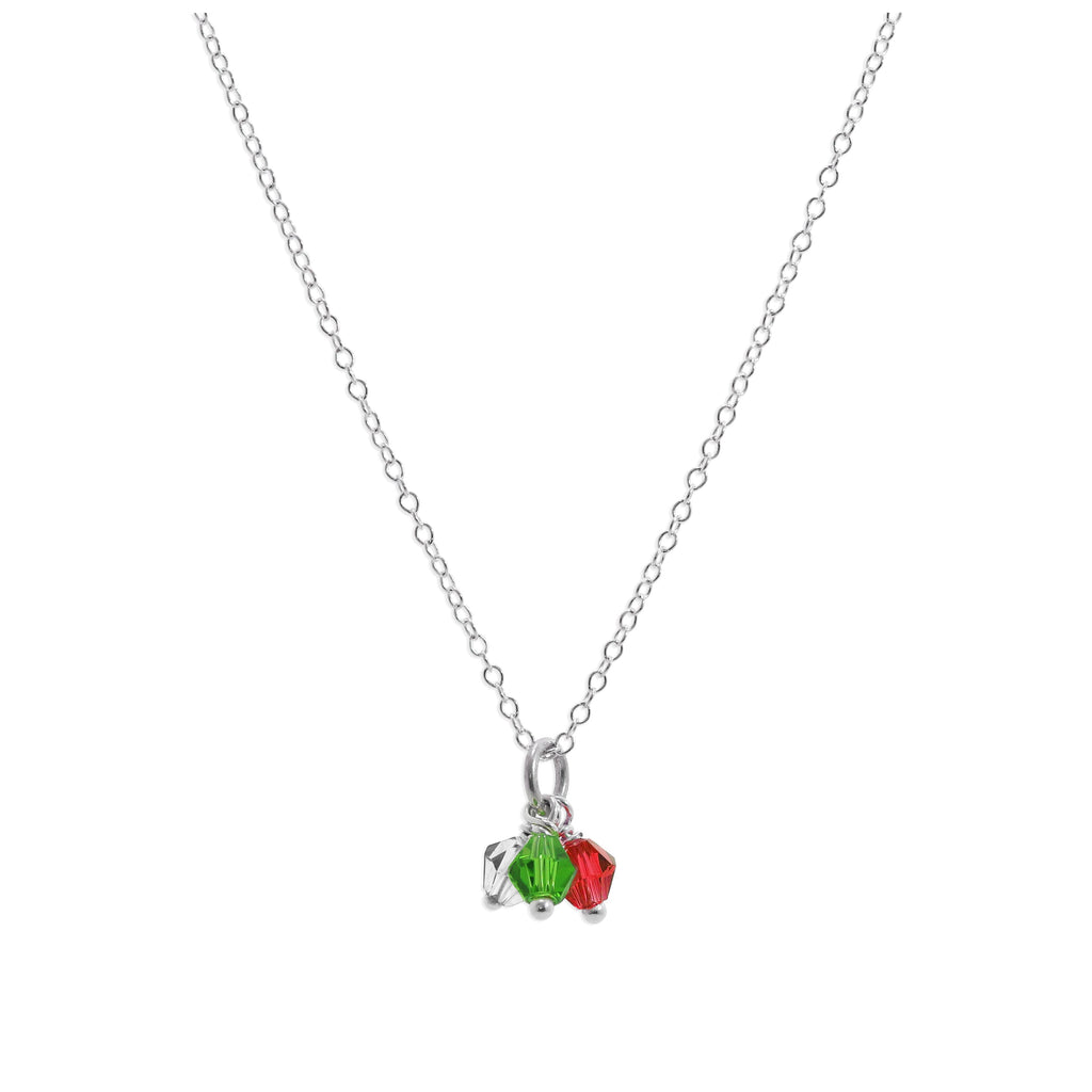 Collier en argent sterling avec perles tricolores en oxyde de zirconium (35 à 81 cm)
