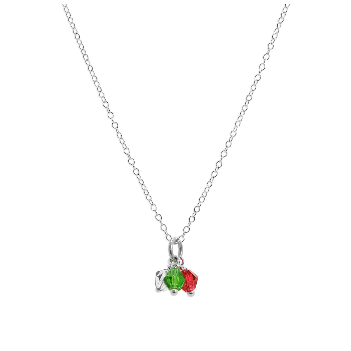 Collier en argent sterling avec perles tricolores en oxyde de zirconium (35 à 81 cm)