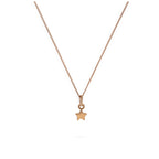 Collier en argent sterling plaqué or rose avec petite étoile de 35 à 81 cm