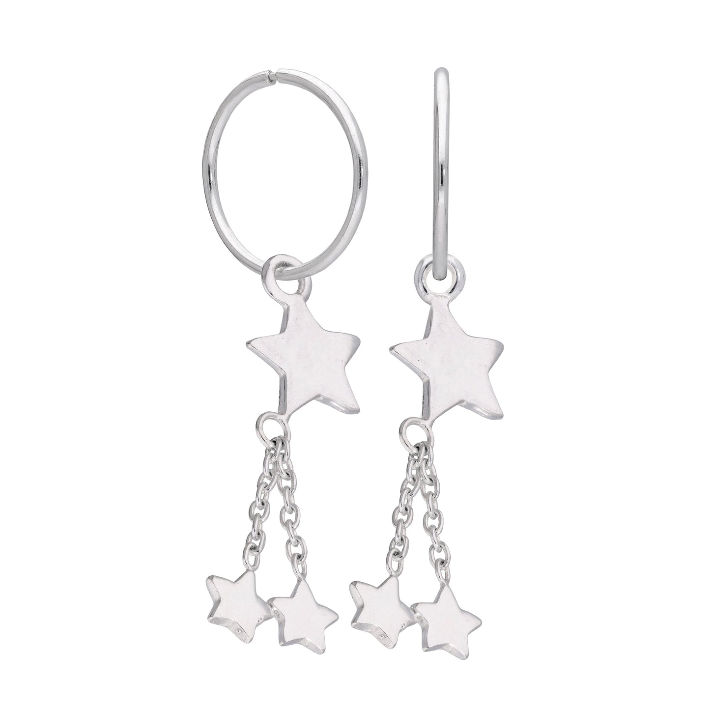 Boucles d'oreilles créoles à breloques multi-étoiles en argent sterling de 12 mm