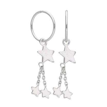 Boucles d'oreilles créoles à breloques multi-étoiles en argent sterling de 12 mm