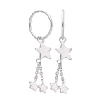 Boucles d'oreilles créoles à breloques multi-étoiles en argent sterling de 12 mm