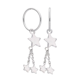 Boucles d'oreilles créoles à breloques multi-étoiles en argent sterling de 12 mm