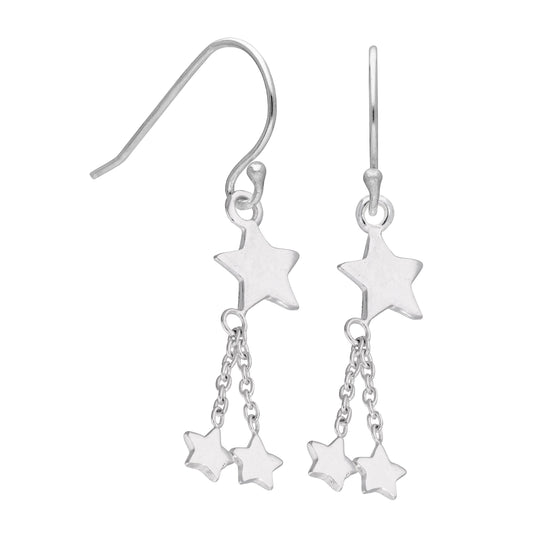 Boucles d'oreilles pendantes en argent sterling avec hameçon multi-étoiles