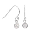 Boucles d'oreilles pendantes rondes en argent sterling avec hameçon et zircones cubiques transparents