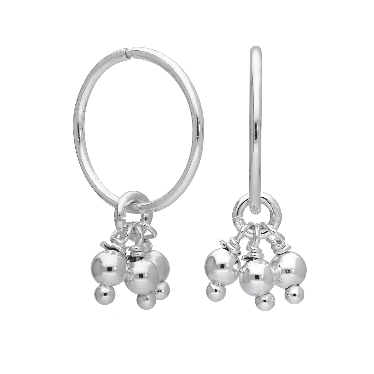 Boucles d'oreilles créoles à triple boule en argent sterling de 12 mm