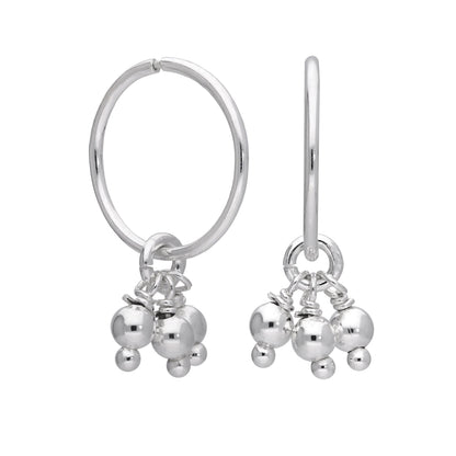 Boucles d'oreilles créoles à triple boule en argent sterling de 12 mm