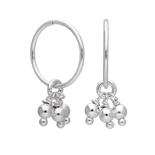 Boucles d'oreilles créoles à triple boule en argent sterling de 12 mm
