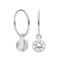 Boucles d'oreilles créoles en argent sterling avec cristaux transparents de 12 mm