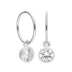 Boucles d'oreilles créoles en argent sterling avec cristaux transparents de 12 mm