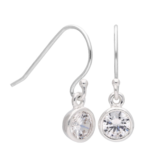 Boucles d'oreilles pendantes en argent sterling avec hameçon en cristal transparent