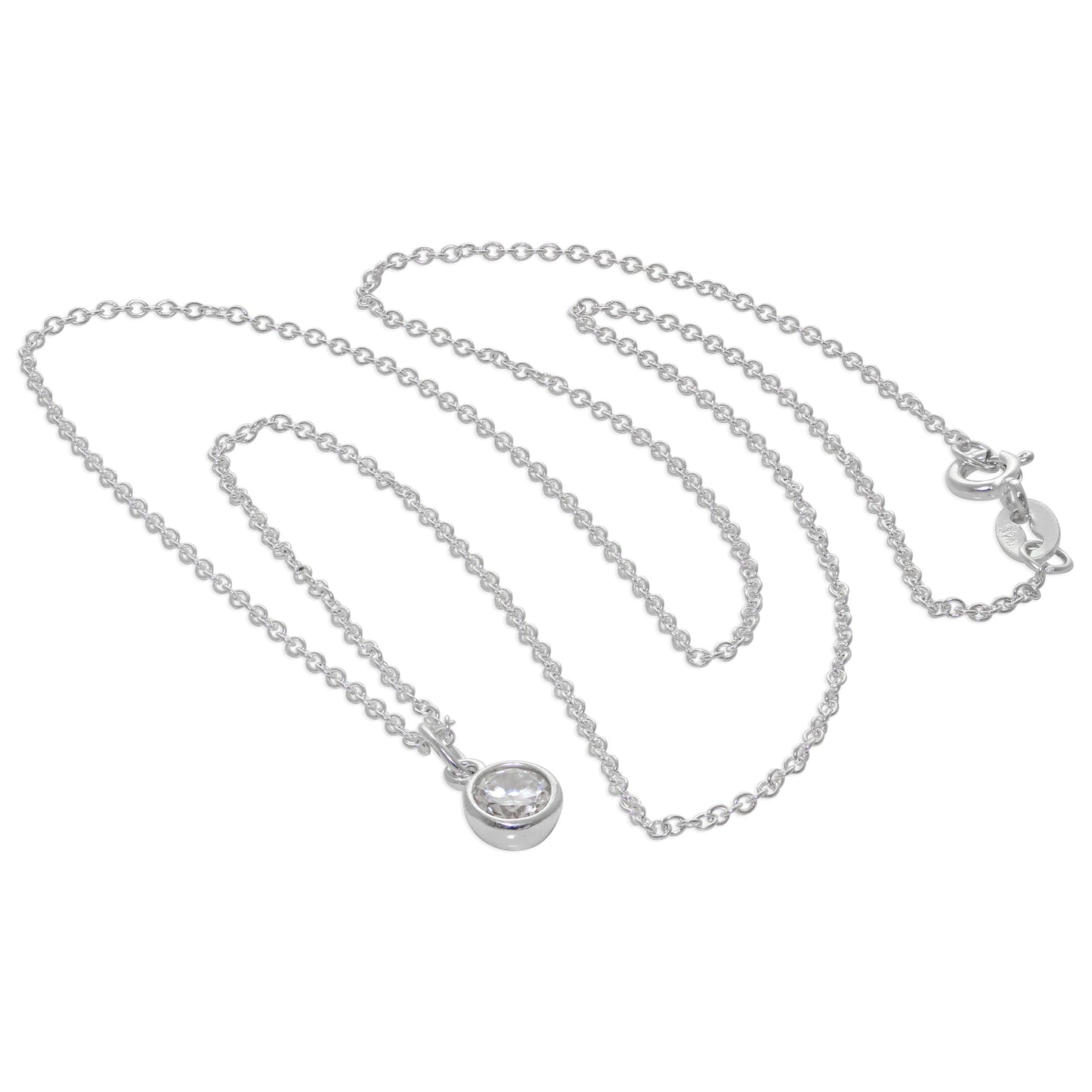 Collier en argent sterling avec zircones cubiques transparents de 5 mm, 40 à 81 cm