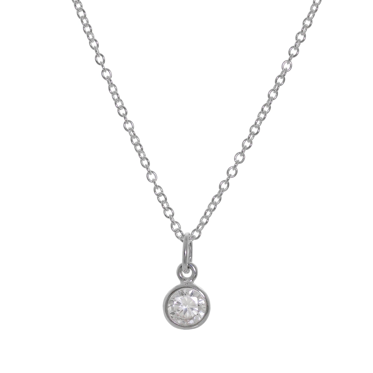 Collier en argent sterling avec zircones cubiques transparents de 5 mm, 40 à 81 cm