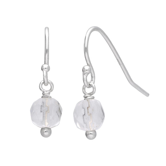 Boucles d'oreilles pendantes en argent sterling avec perles en oxyde de zirconium facettées et hameçon