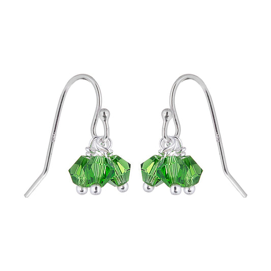 Boucles d'oreilles triples en argent sterling avec hameçon en cristal vert