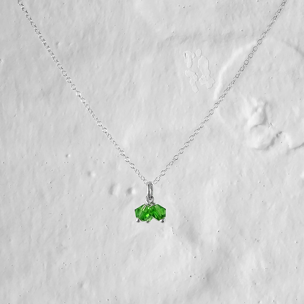 Collier triple perles en argent sterling et oxyde de zirconium vert, 35,6 à 55,9 cm