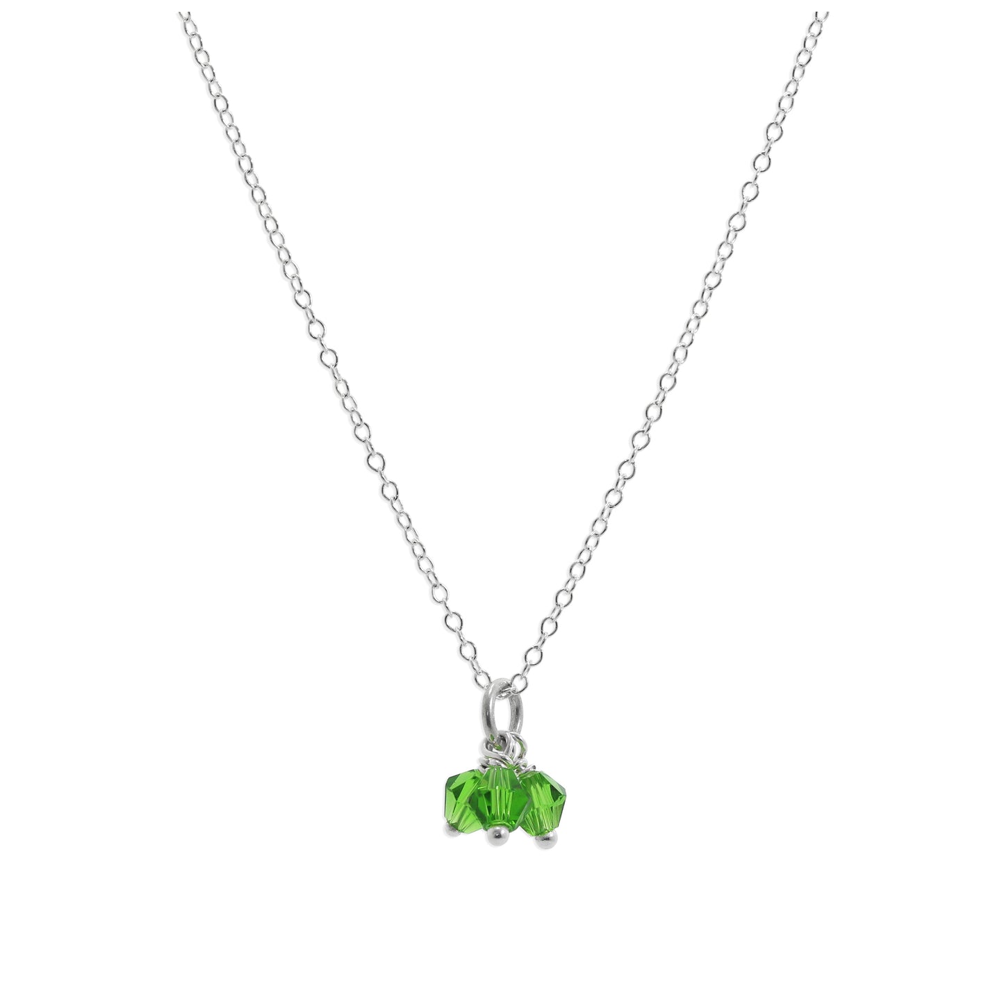 Collier triple perles en argent sterling et oxyde de zirconium vert, 35,6 à 55,9 cm