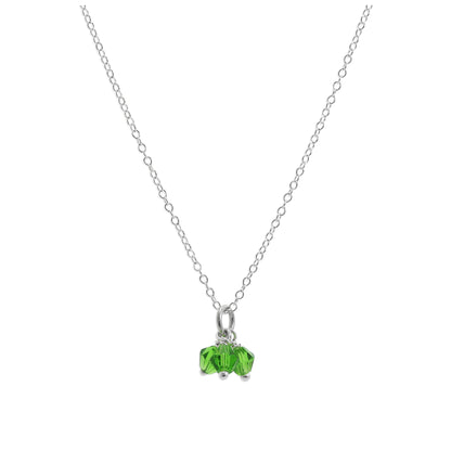 Collier triple perles en argent sterling et oxyde de zirconium vert, 35,6 à 55,9 cm