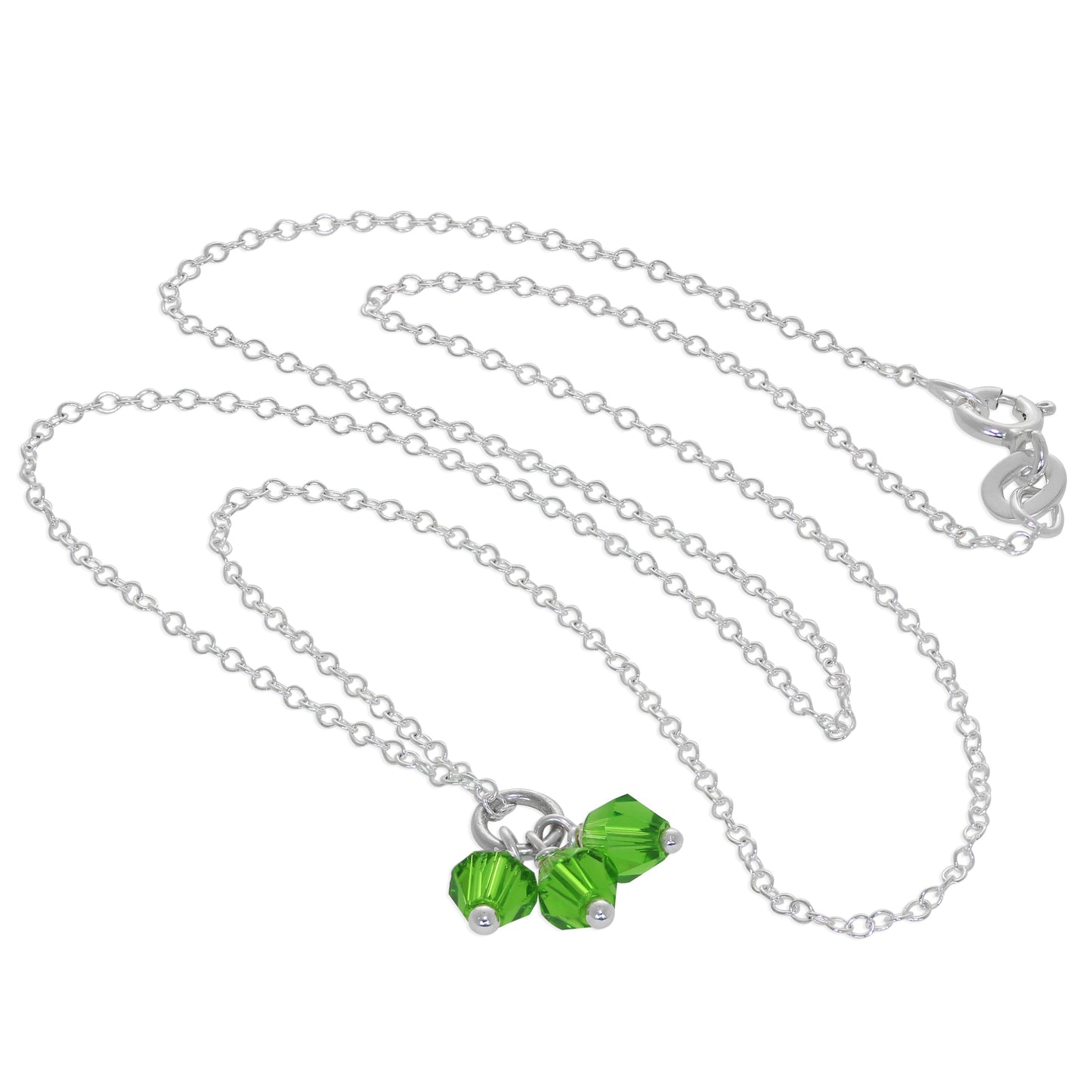 Collier triple perles en argent sterling et oxyde de zirconium vert, 35,6 à 55,9 cm
