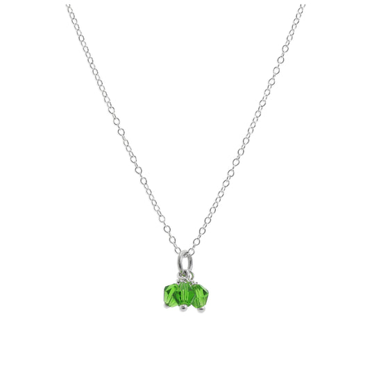 Collier triple perles en argent sterling et oxyde de zirconium vert, 35,6 à 55,9 cm