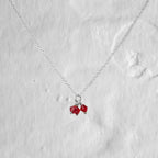 Collier triple perles en argent sterling et zircones cubiques rouges - 35 à 55 cm