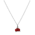 Collier triple perles en argent sterling et zircones cubiques rouges - 35 à 55 cm
