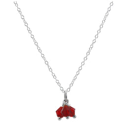 Collier triple perles en argent sterling et zircones cubiques rouges - 35 à 55 cm