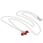 Collier triple perles en argent sterling et zircones cubiques rouges - 35 à 55 cm