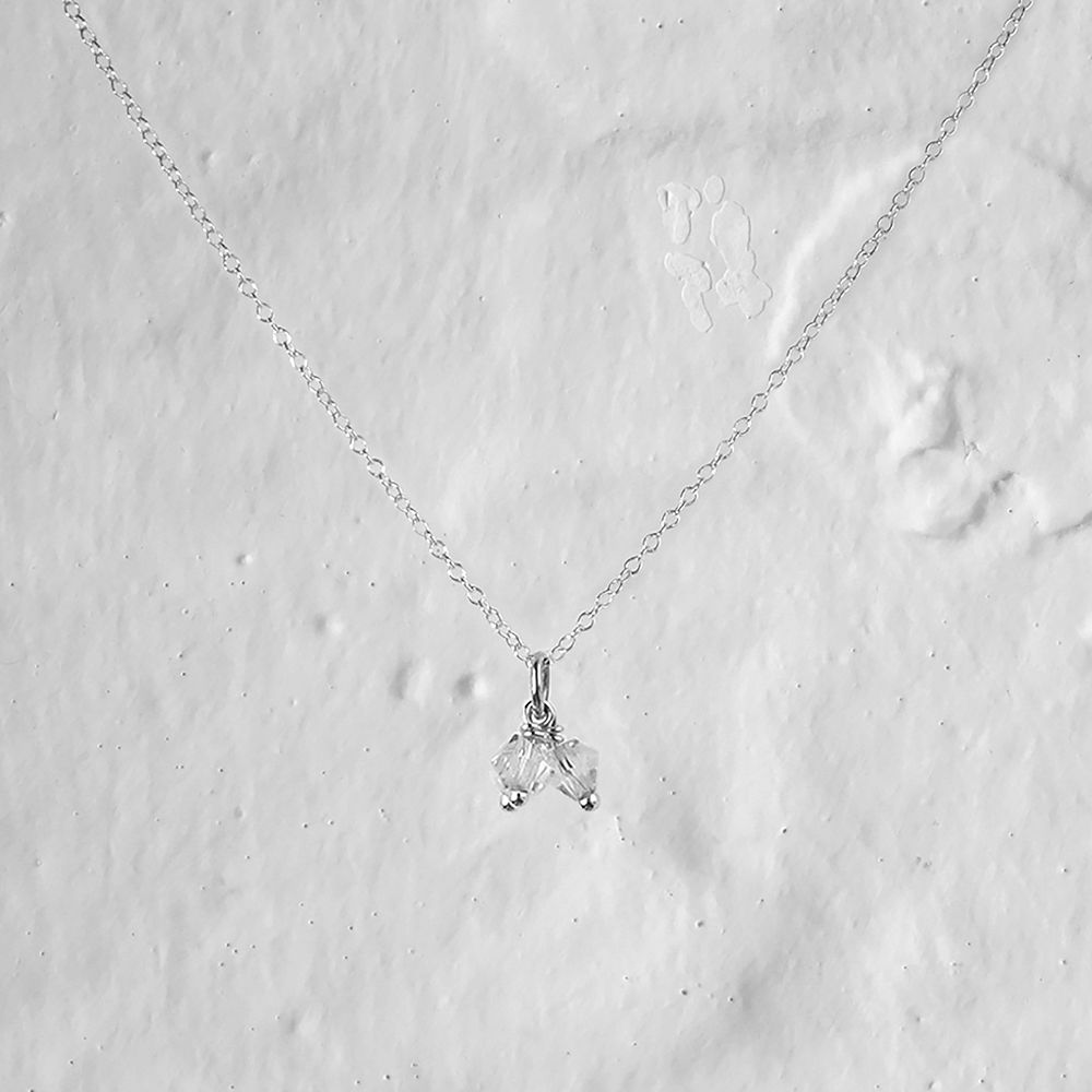 Collier triple perles en argent sterling et cristal transparent de 35 à 55 cm