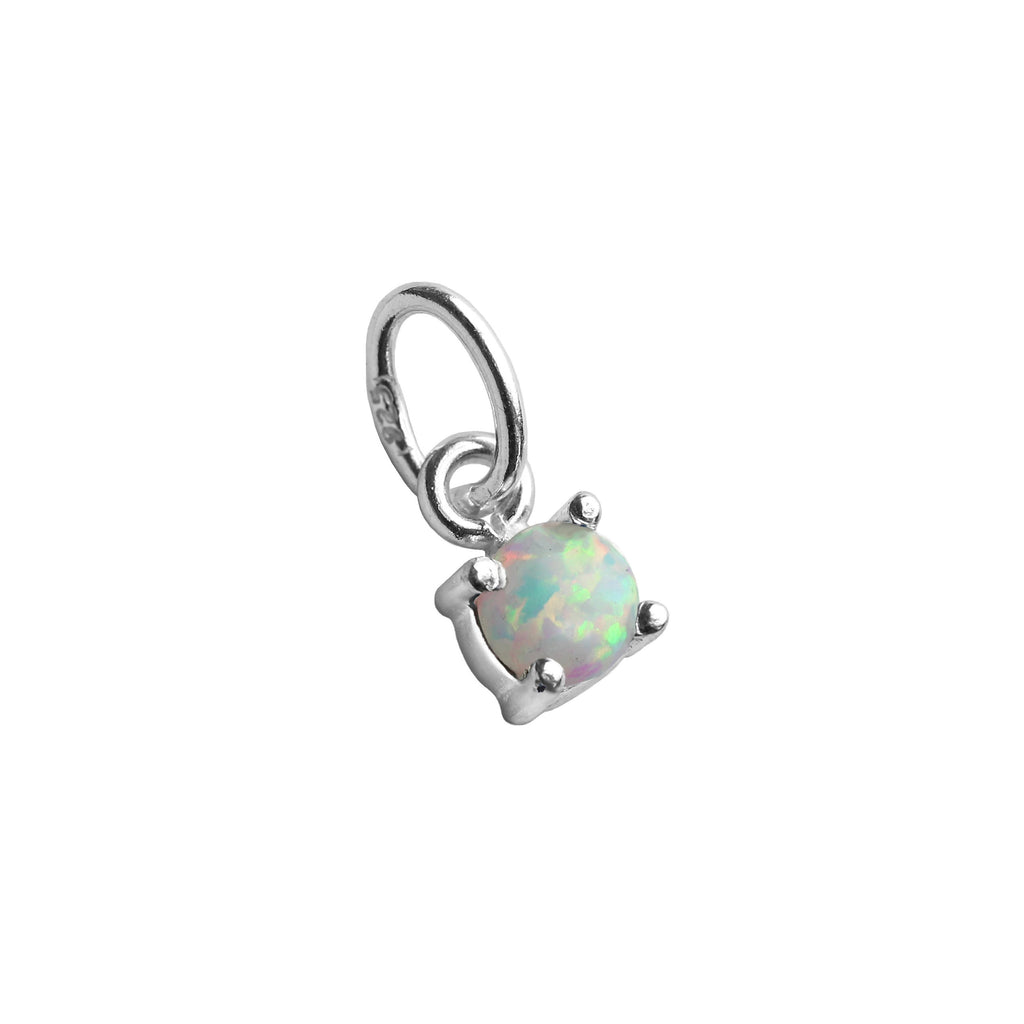 Breloque griffe en argent sterling avec opale et pierre de naissance d'octobre