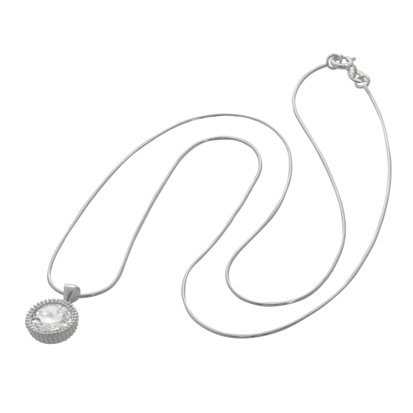 Collier en argent sterling avec double couche de zircons cubiques et anneau torsadé