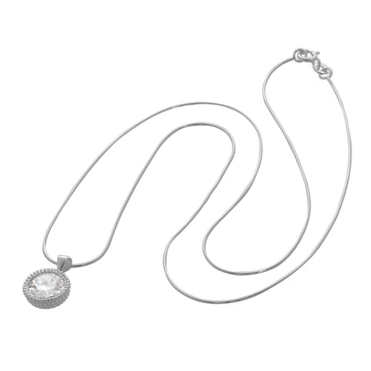 Collier en argent sterling avec double couche de zircons cubiques et anneau torsadé