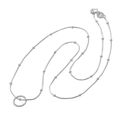 Collier en argent sterling avec double couche de zircons cubiques et anneau torsadé