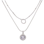 Collier en argent sterling avec double couche de zircons cubiques et anneau torsadé