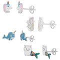 Boucles d'oreilles à tige en argent sterling avec animaux mythiques