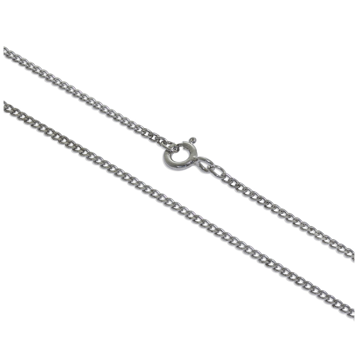 Chaîne gourmette en argent sterling plaqué rhodium de 45 cm à taille diamant