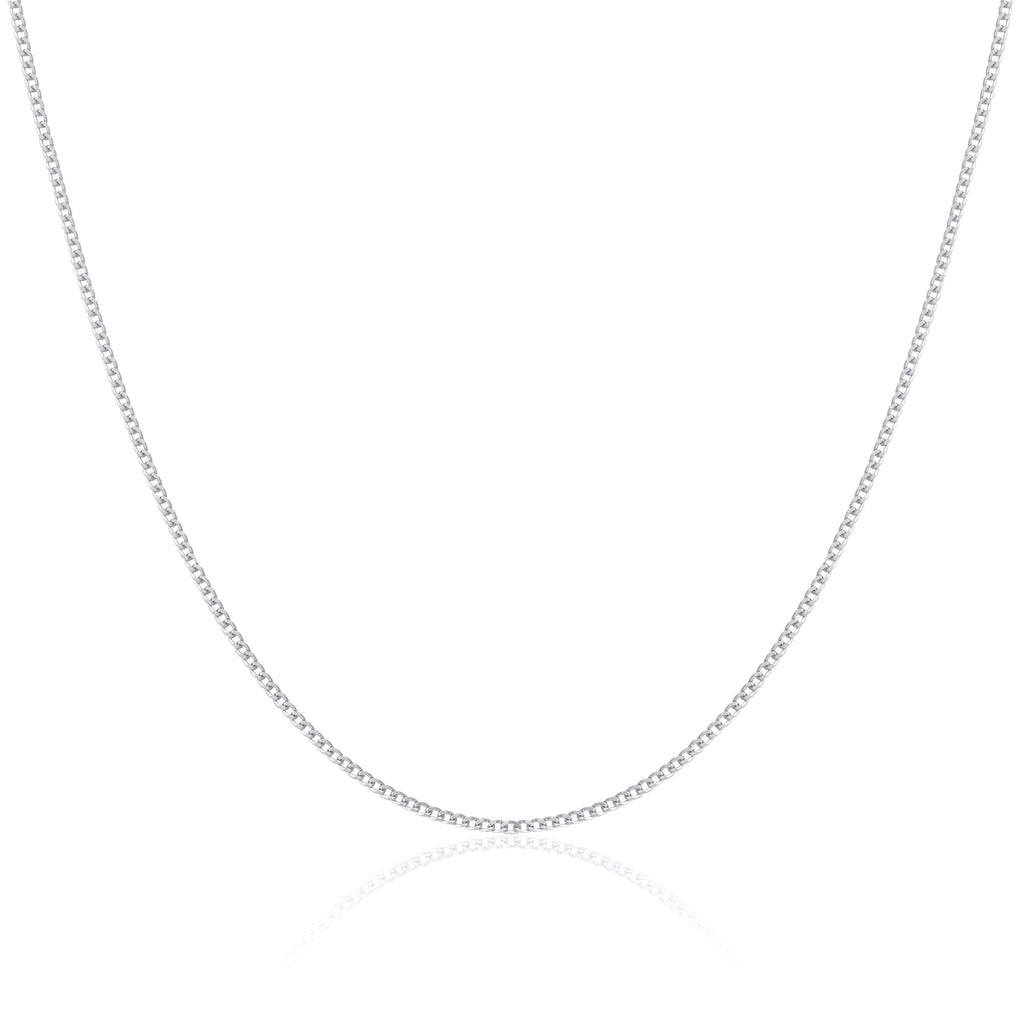 Chaîne gourmette en argent sterling plaqué rhodium de 45 cm à taille diamant