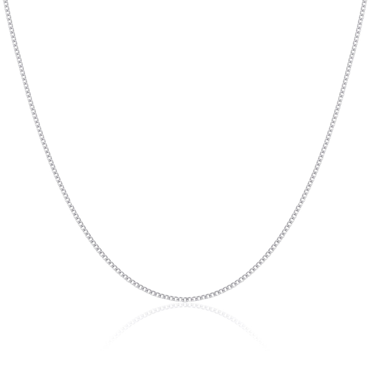Chaîne gourmette en argent sterling plaqué rhodium de 45 cm à taille diamant