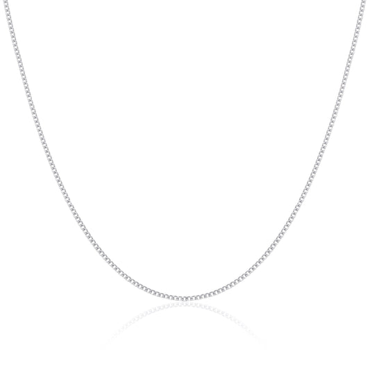 Chaîne gourmette en argent sterling plaqué rhodium de 45,7 cm (18 pouces) à taille diamant