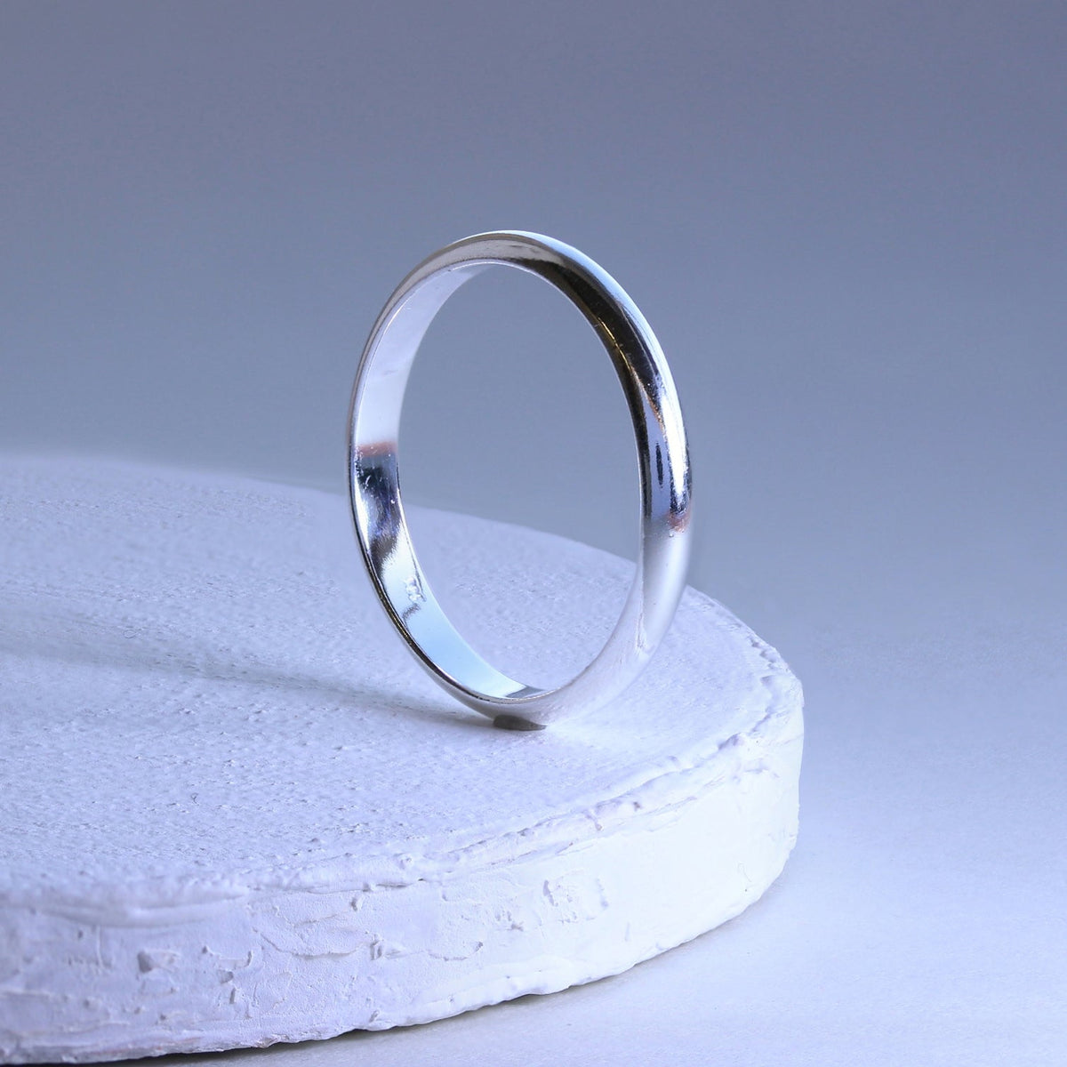 Bague empilable en argent sterling de 3 mm en forme de D