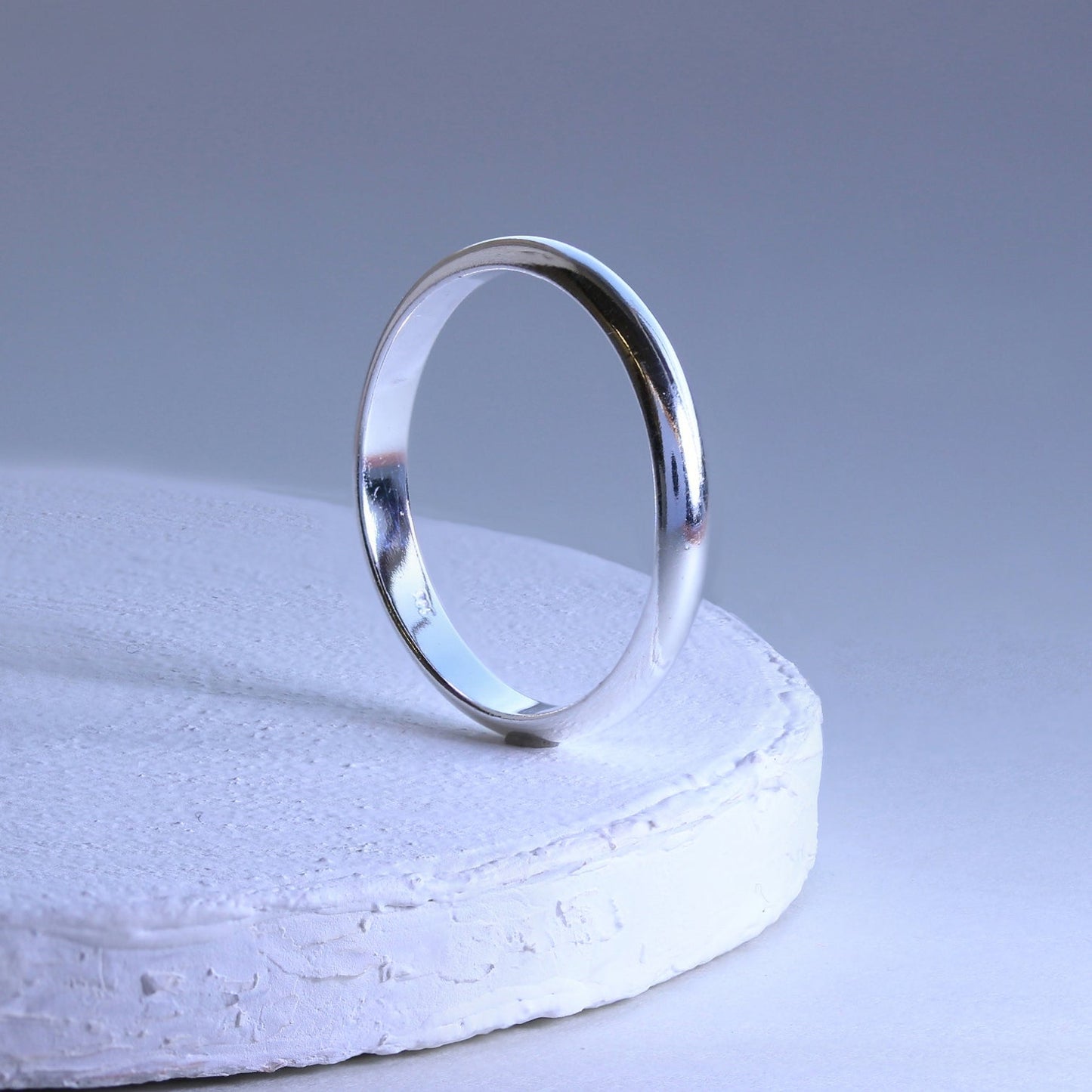Bague empilable en argent sterling de 3 mm en forme de D
