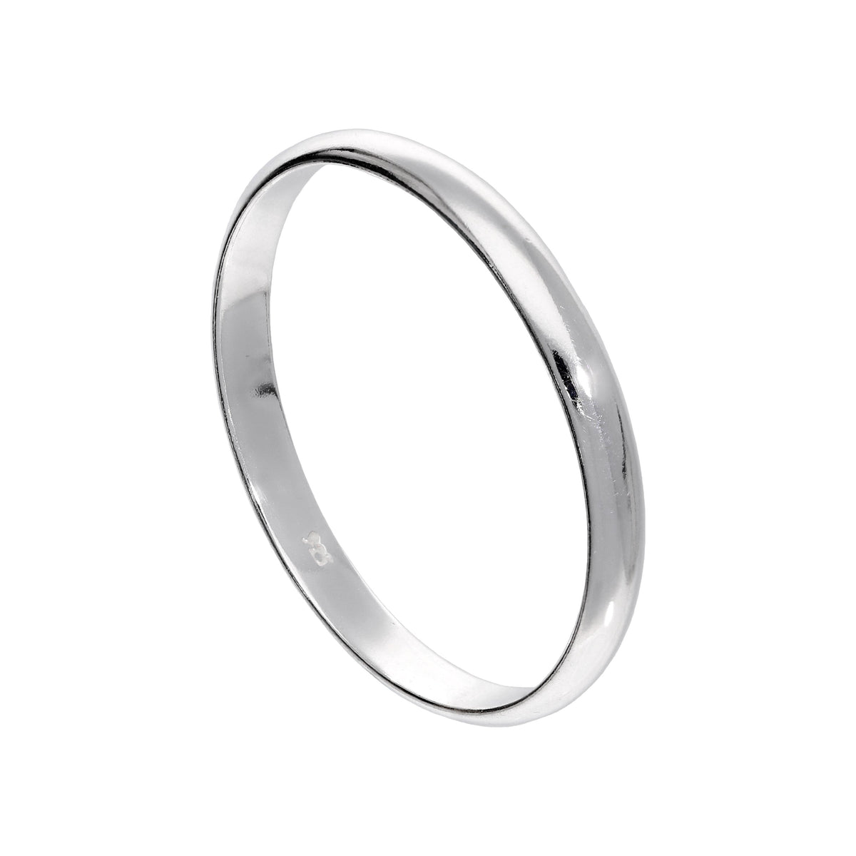 Alliance en argent sterling de très grande taille, 3 mm, en forme de D