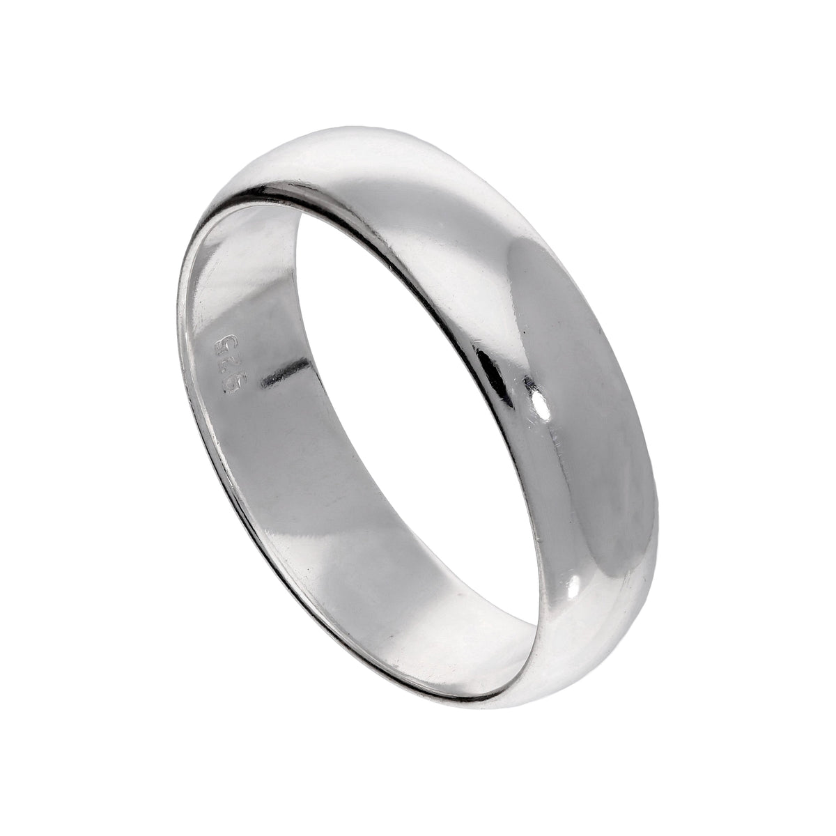 Alliance en argent sterling, épaisse de 6 mm, en forme de D – Tailles 48 à 69